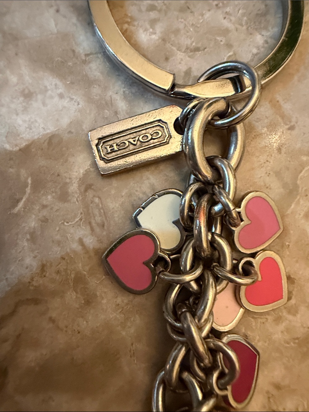 Coach Pink Multi-Heart Charm Key Ring HTF Y2K - Picture 9 of 10